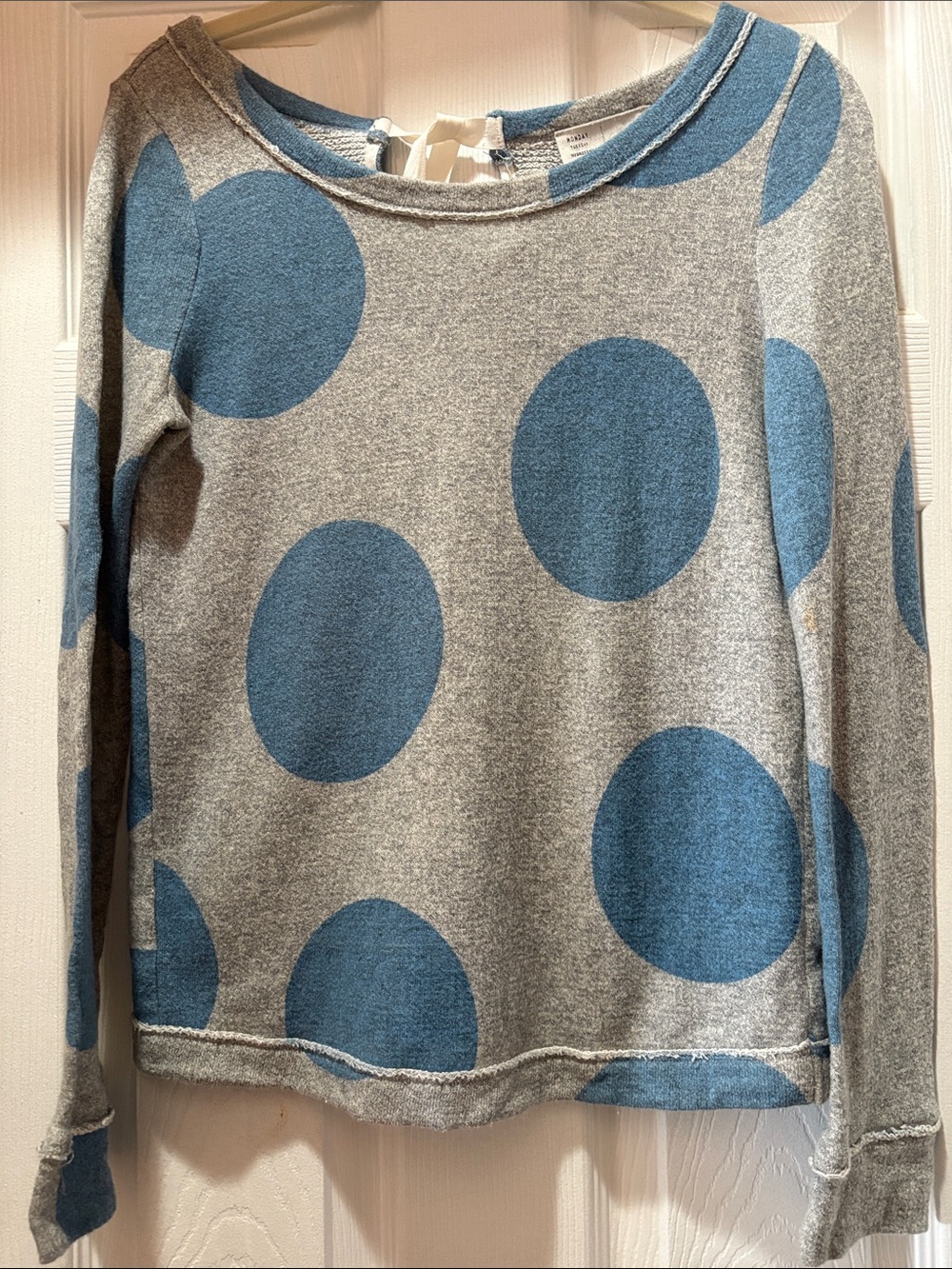 Saturday, Sunday Women's Polka Dot Crewneck Sweater/ - Blue & Gray